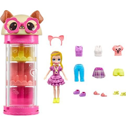 Mattel Polly Pocket Κούκλα Με Μόδες Σε Κύλινδρο – Dog (HKW04/HKW06)