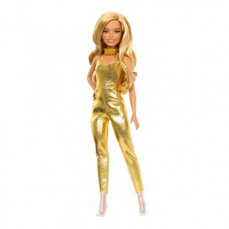 Barbie Fashionistas Κούκλα με Ξανθά Μαλλιά και Ολόσωμη Χρυσή Φόρμα (HRH19)