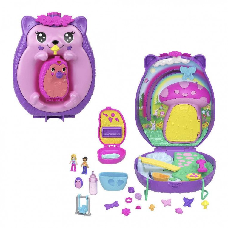 Polly Pocket Μίνι Τσαντάκι Μαμά Σκατζόχοιρος και Μωρό (JBJ91)